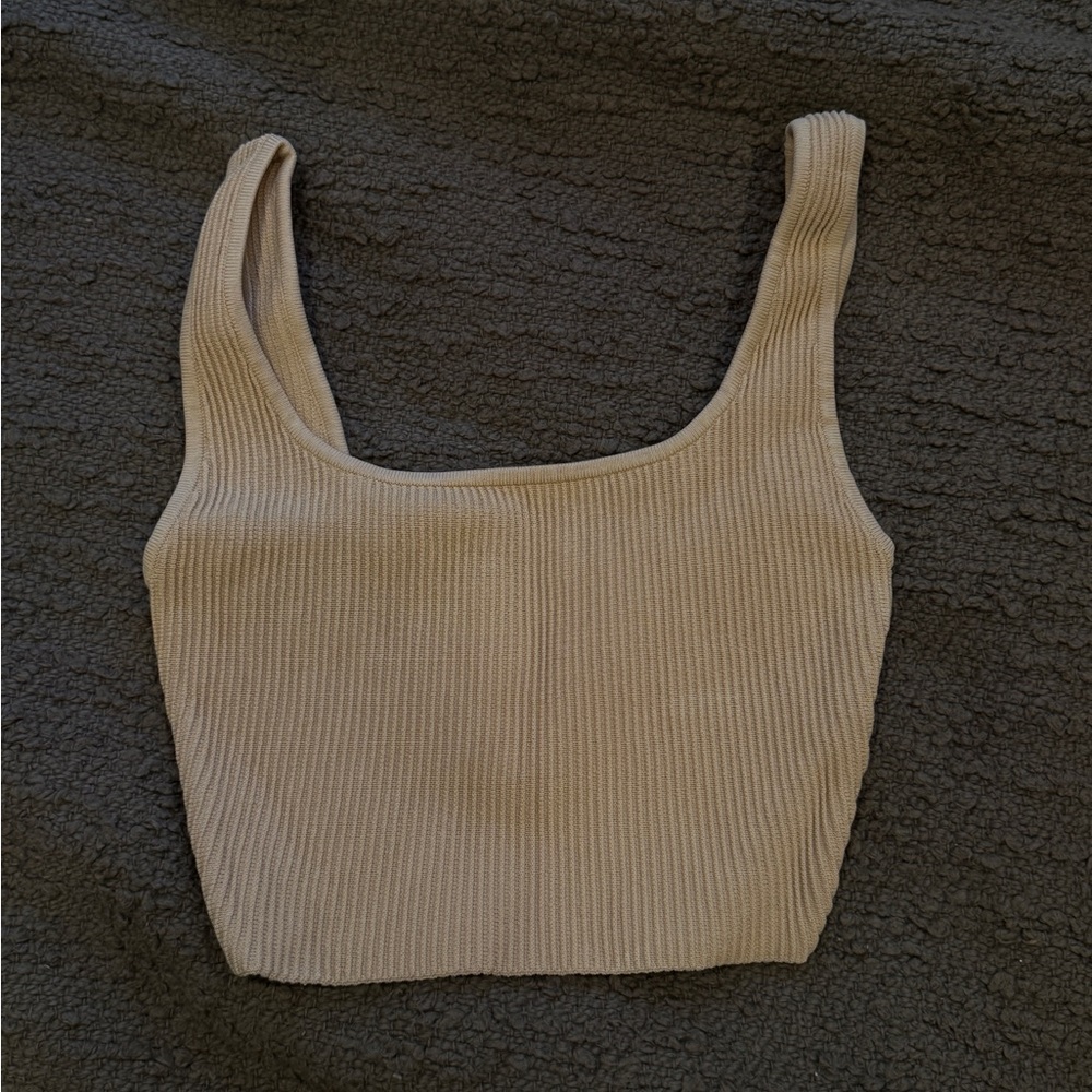 Aritzia square neck sculpt knit cropped tank